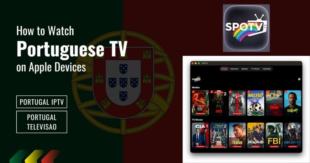 Header Image with title How to watch Portuguese IPTV on Apple devices (Step-by-Step Guide).