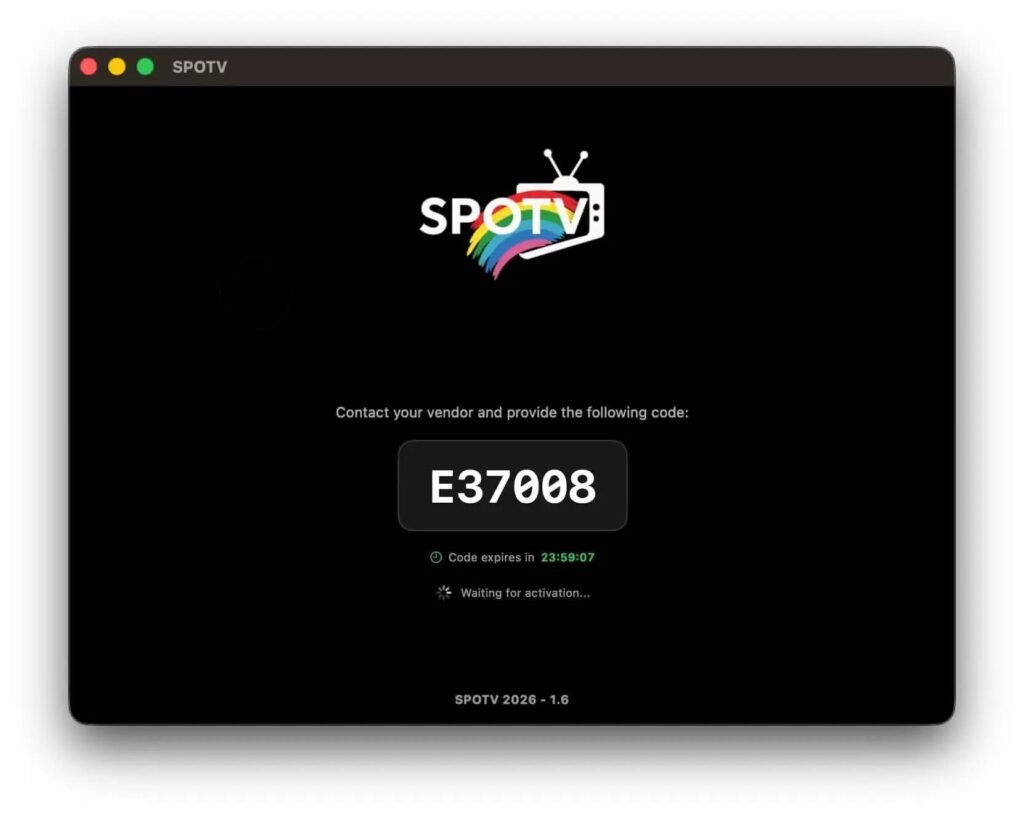 SPOTV login screen